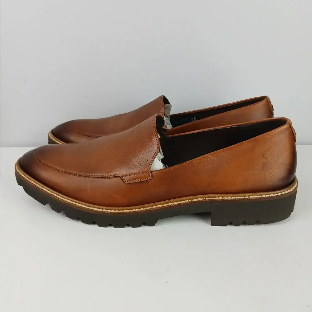 ECCO Women's SZ 41 10/10.5 Incise Tailored Loafers In Brown Comfort Soft NWOT